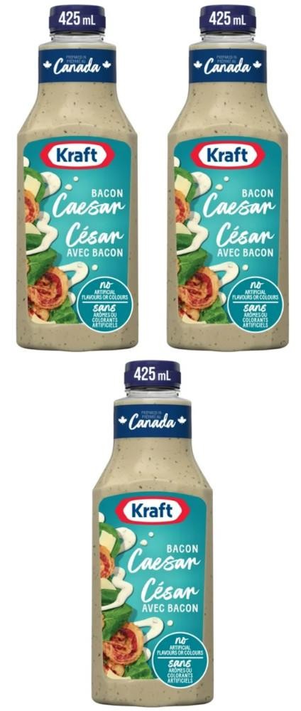 Kraft Bacon Caesar Salad Dressing, 425ml (3 Pack)