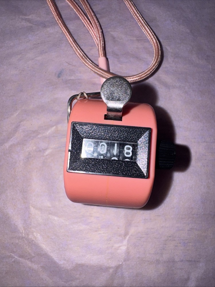 Hand Tally Counter Manual Clicker Pink Used