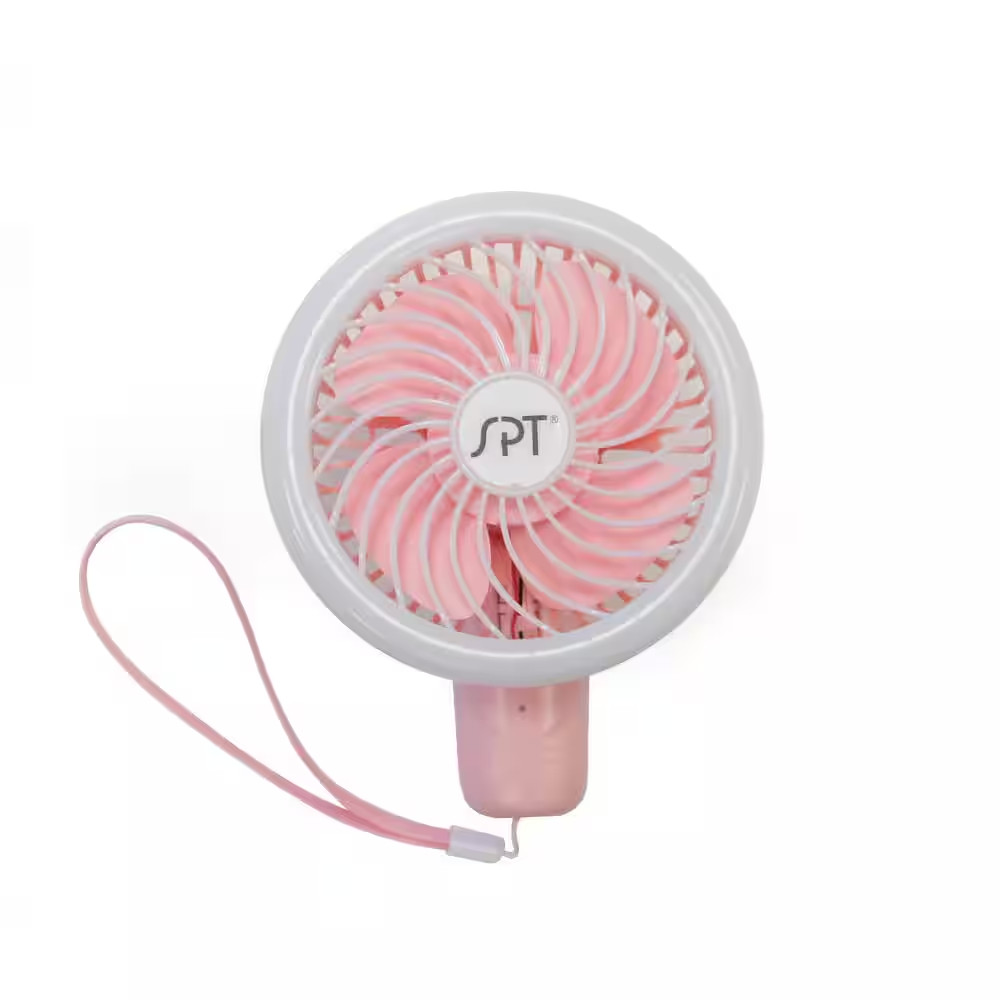4.75 In. Handheld LED Personal Fan in Pink