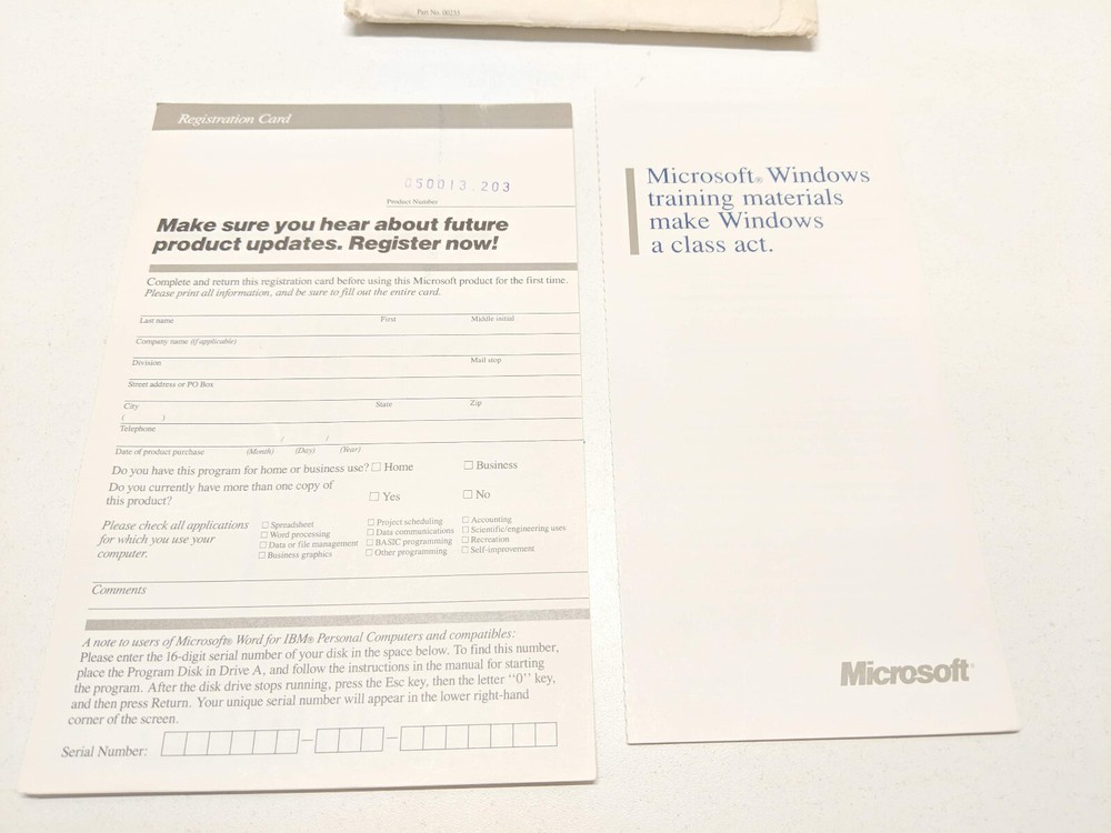 Original Vintage Microsoft Windows Presentation Manager Software 2.0 1987 3.5"