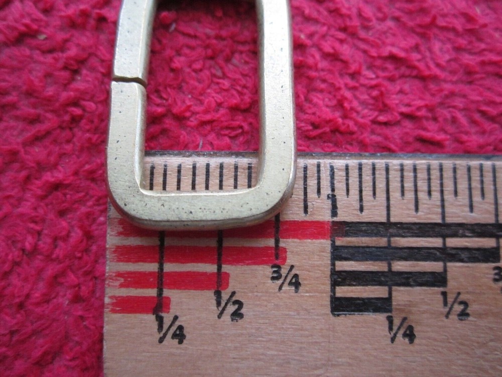 12 VINTAGE 1" x 1/2" RECTANGLE FLAT LOOPS, GOLD TONE, NOS