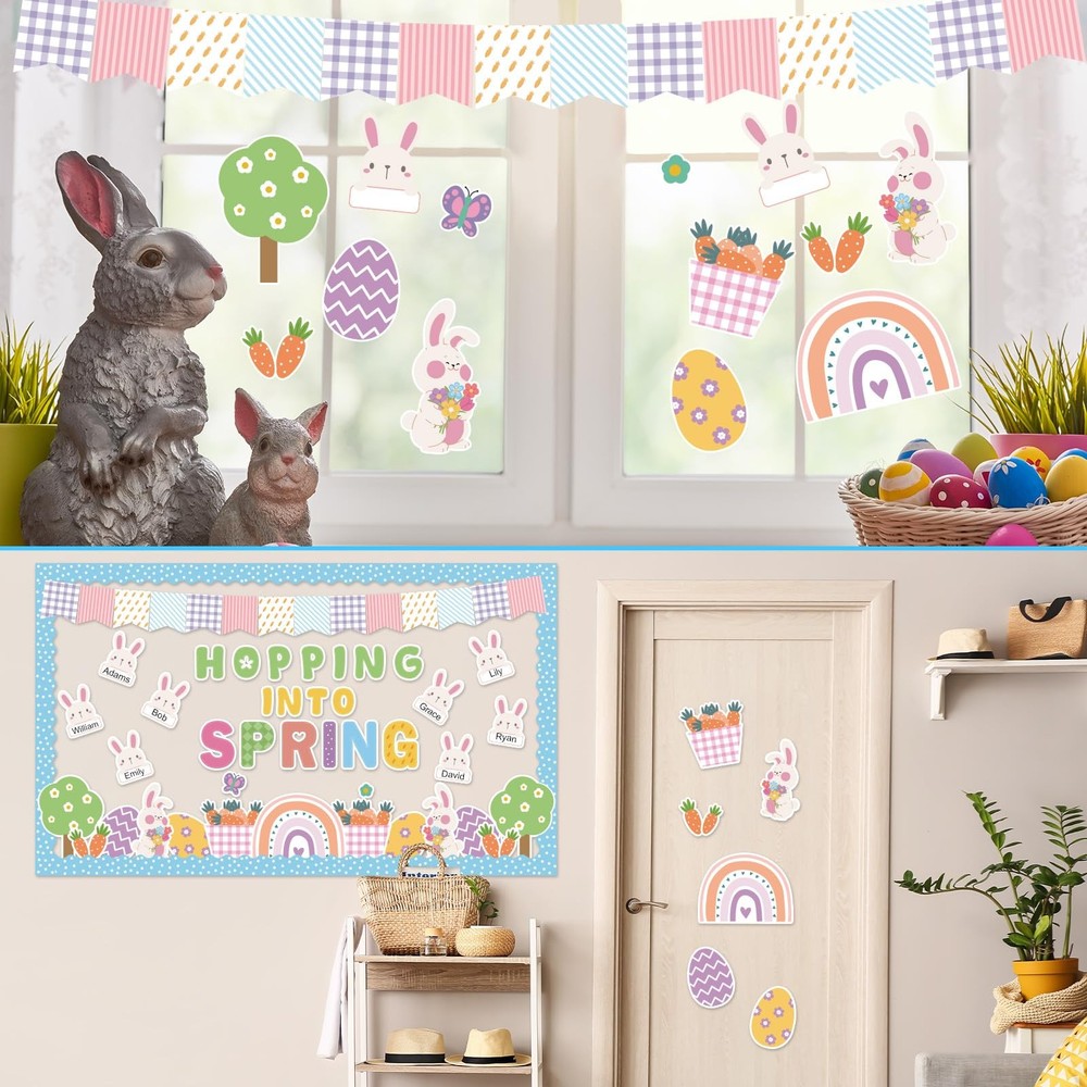 78 PCS Spring Easter Classroom Bulletin Board Decorations Bunny Eggs Cutout