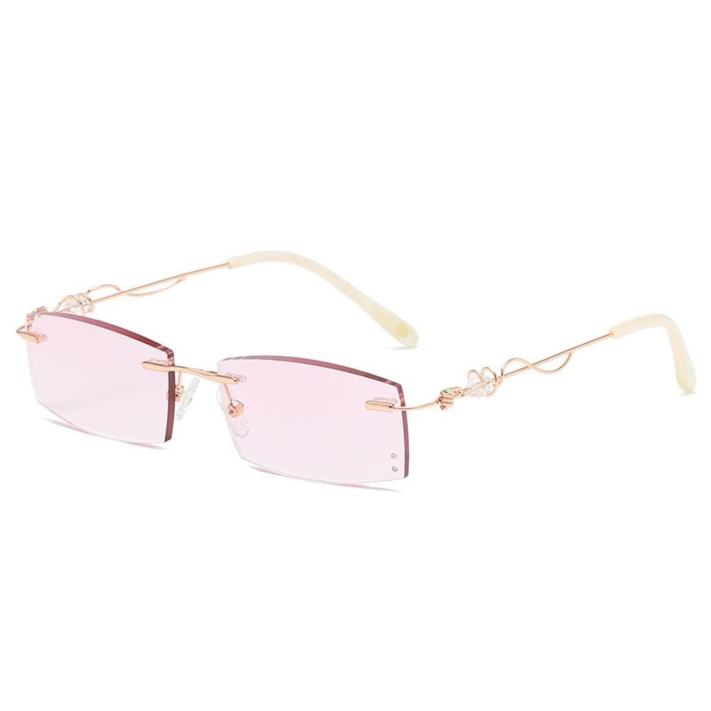 Women Rimless Reading Sun Glasses Blue Light Blocking Gradient Rectangle Readers