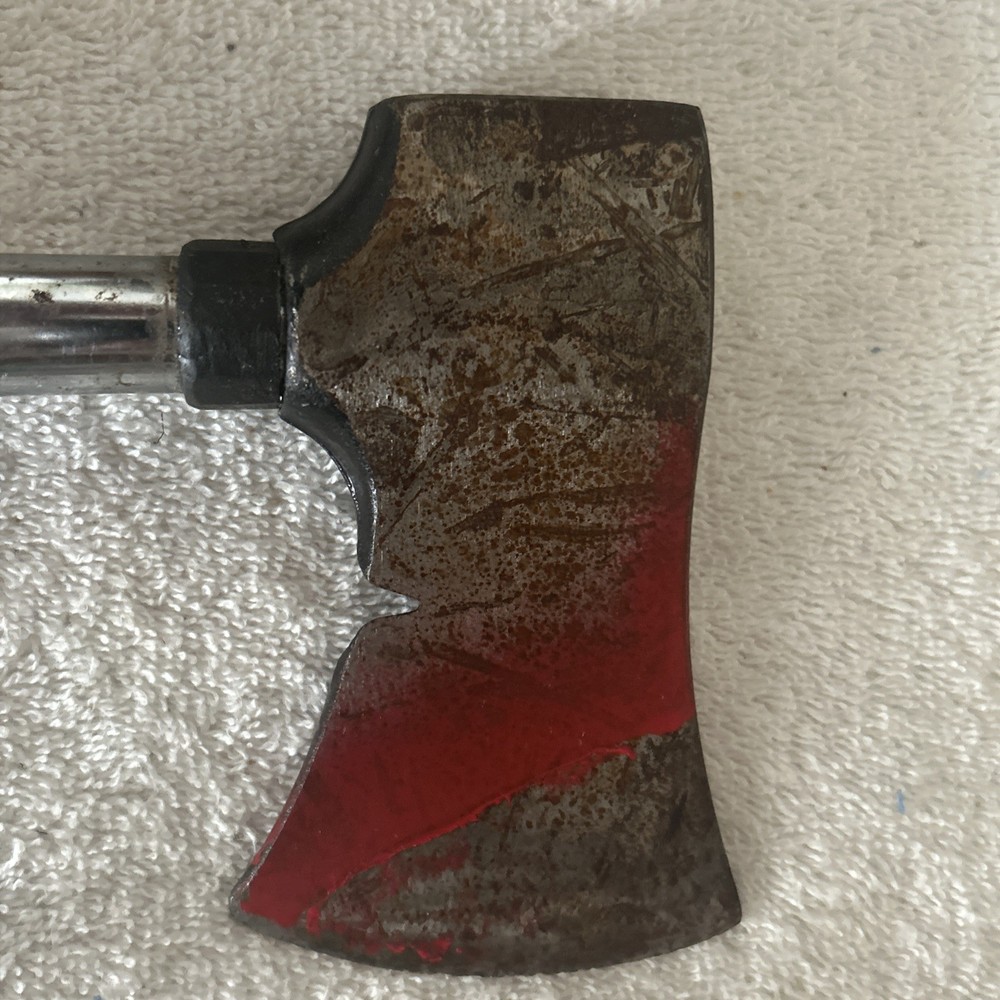 Coleman Camp hatchet, black rubber handle, 13" long 3" wide blade, Nail Puller