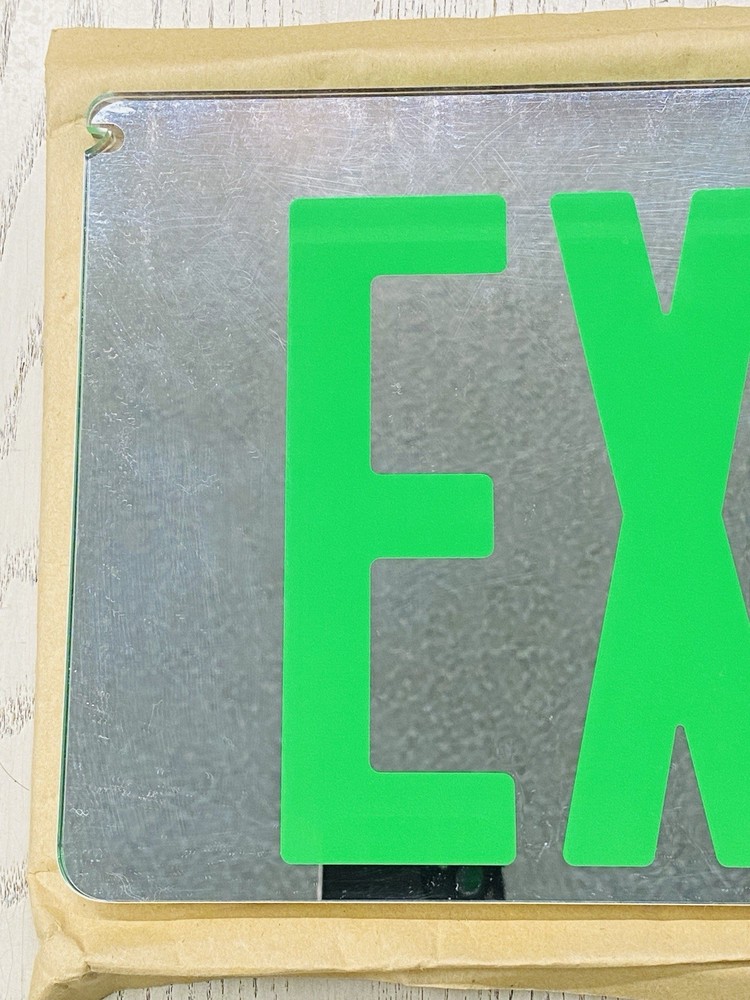 Vintage EXIT Sign Panel Green Acrylic Insert Arrow Emergency Light 6in NOS