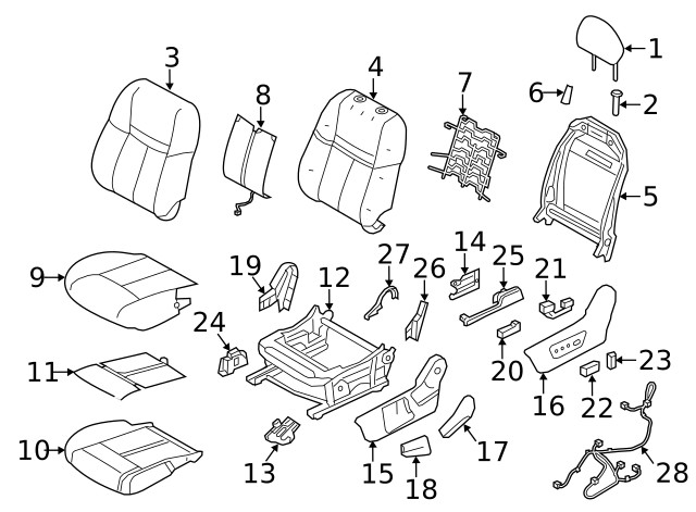 Genuine Nissan Seat Back Frame 87154-7FB0A