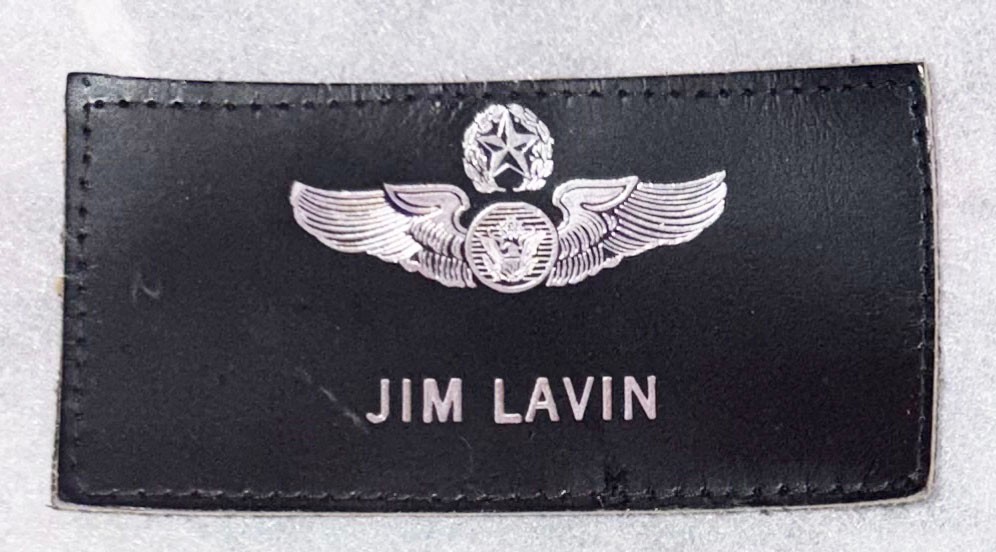 US Air Force Jim Lavin Leather Flight Jacket Name Tag