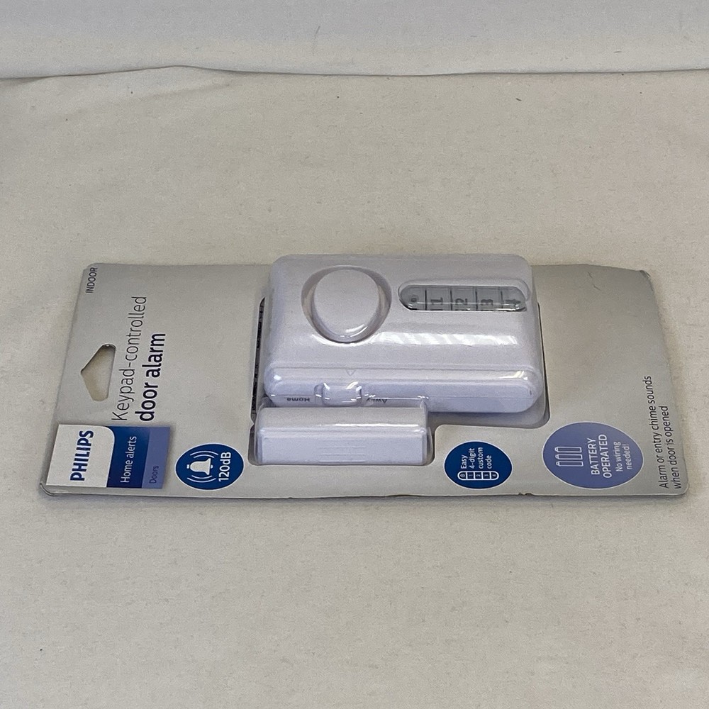 Philips Personal Security Deluxe Door Alarm Keypad Activation White NEW