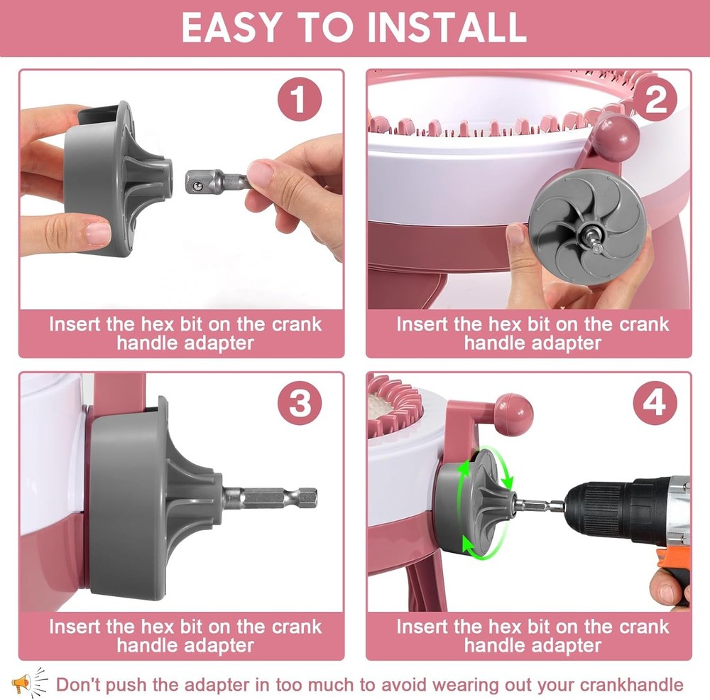 Knitting Machine Adapter Quick Knit Machine Attachment with Hexagonal Drill
