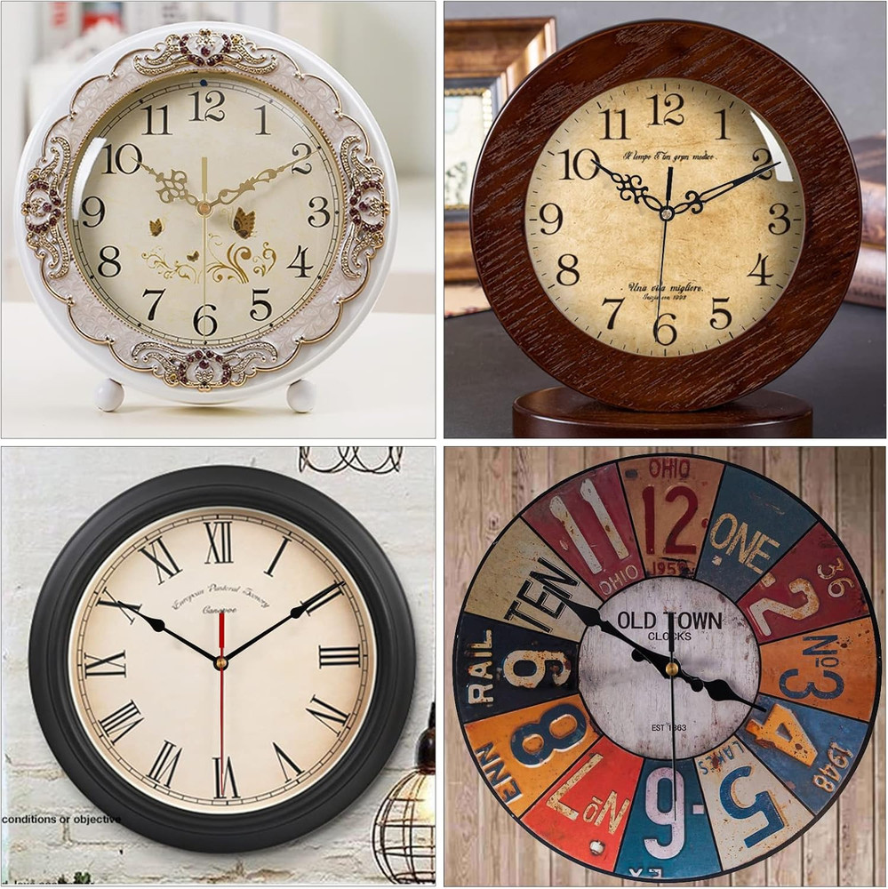 6 Pieces Clock Mechanism Replacement Kit with 9 Pack Clock Hands, Silent Sweep C