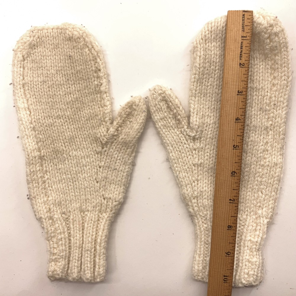 Home Knit off white winter mittens