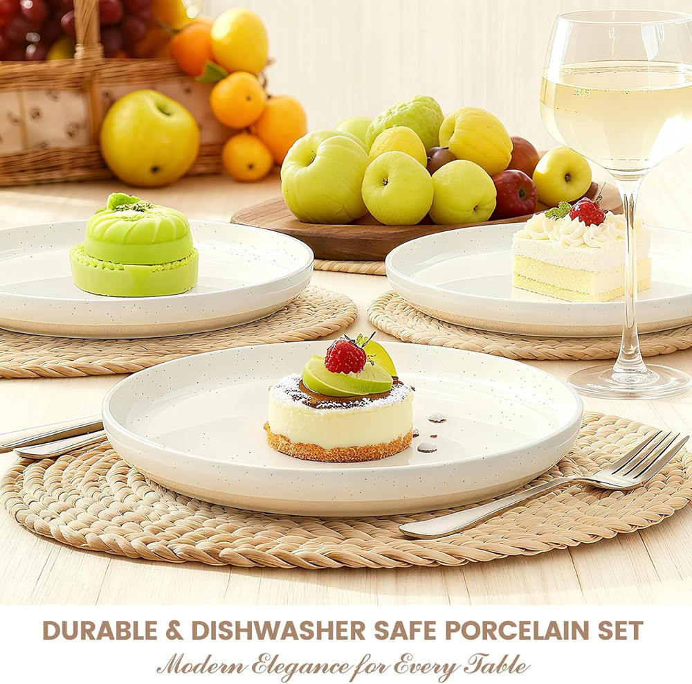 Plates and Bowls Sets, Dinnerware Sets for 4, 12 Pieces Scratch Resistant Dishwa