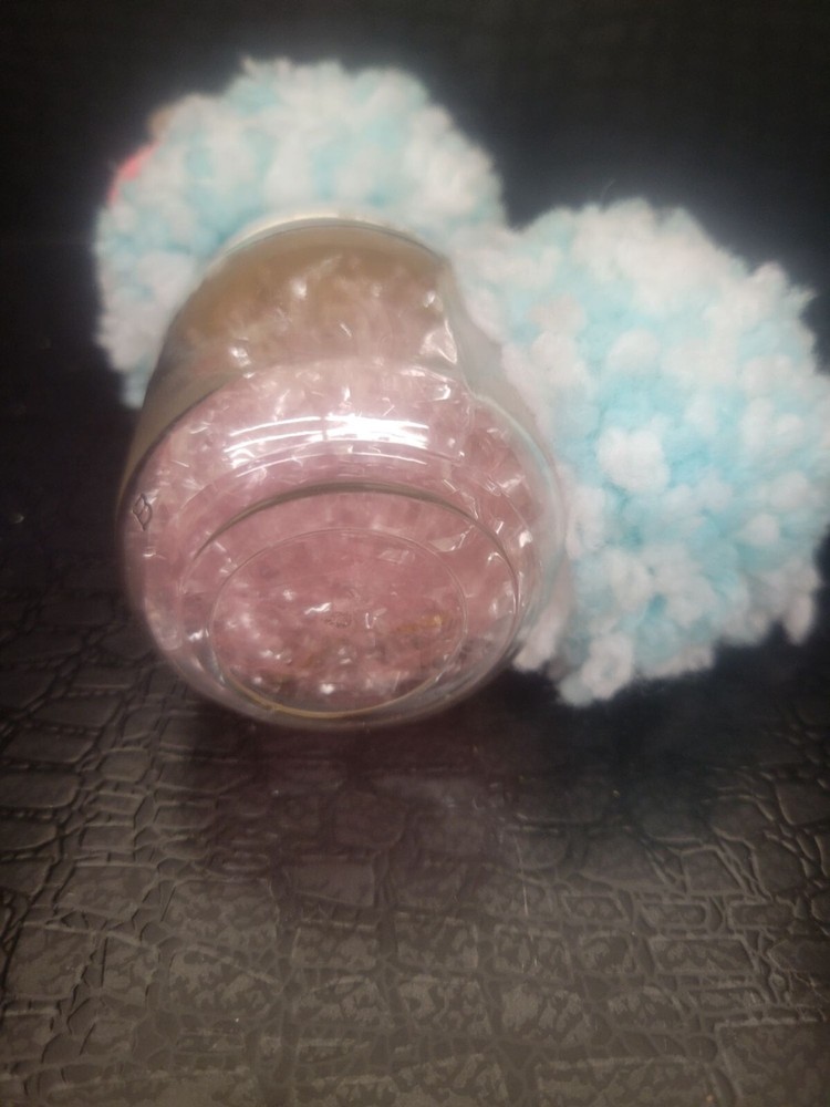 Vintage Handmade Pompom Bunny Glass Jar Easter Decor