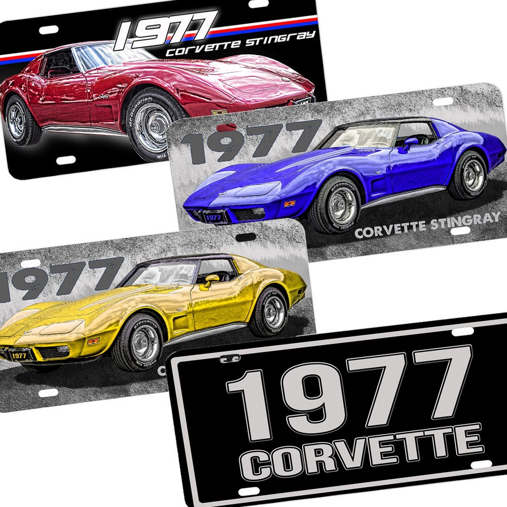 1977 Classic Corvette Muscle Car Aluminum License Plate - Eight Designs