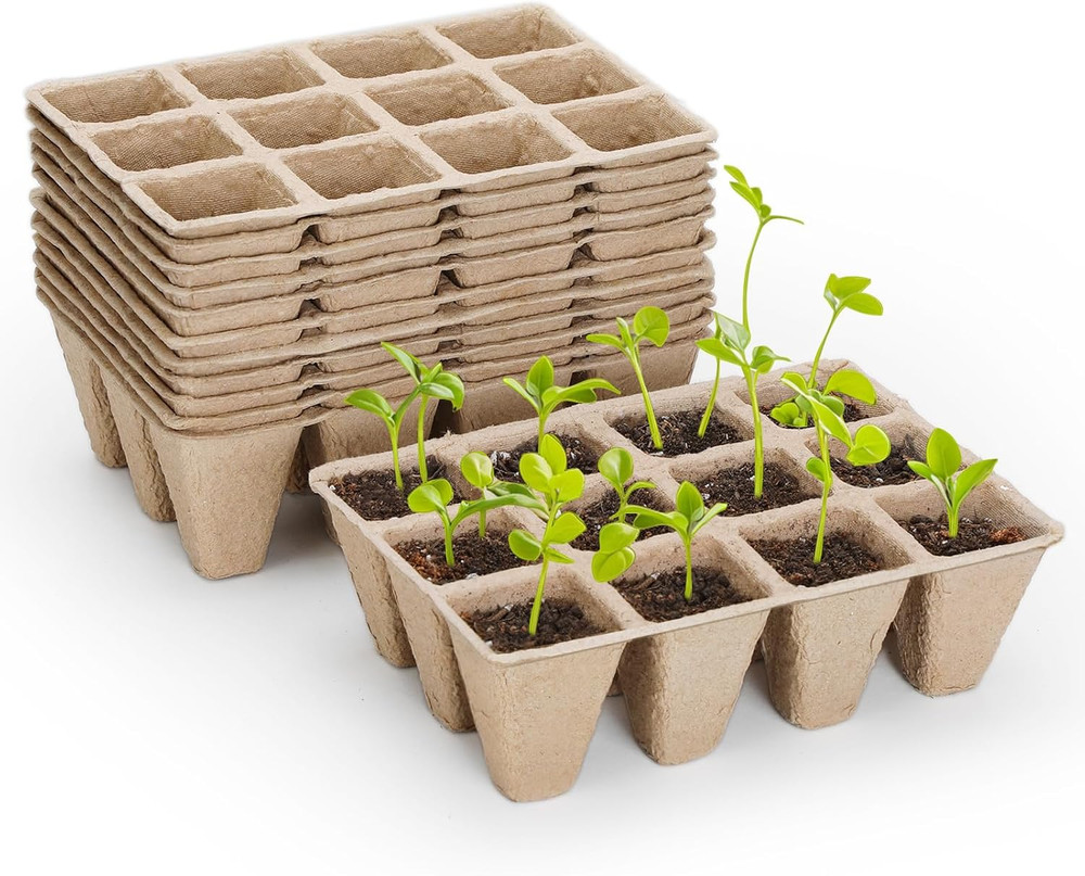 10 Packs Seedling Starter Trays 120 Cells, Biodegradable Seed Germination Trays