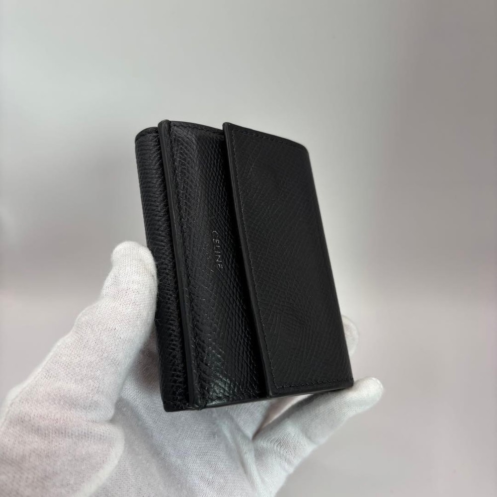CELINE Tri Fold Wallet Folded Compact Wallet Black From Japan