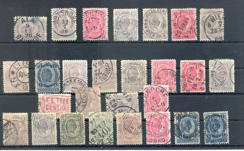 AUSTRIA 1896/99 27 ST.-- UNSORTED FOR TYPES / POSTMARKS -MOST USED VF