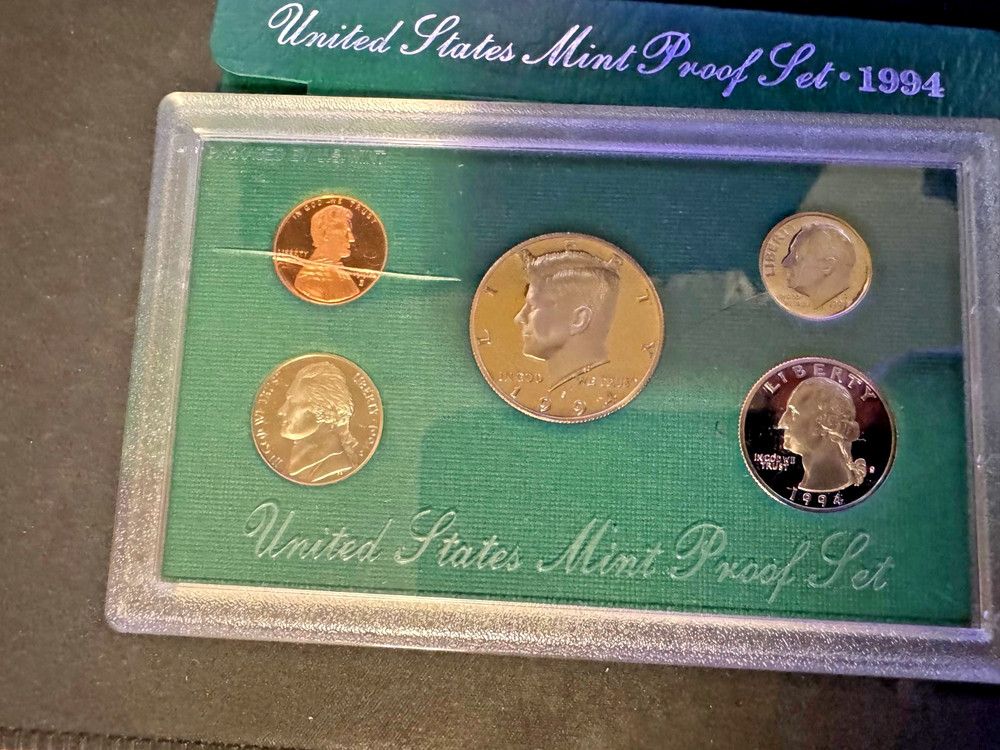 1994 & 1997 Us Mint Proof Sets Green Box COA