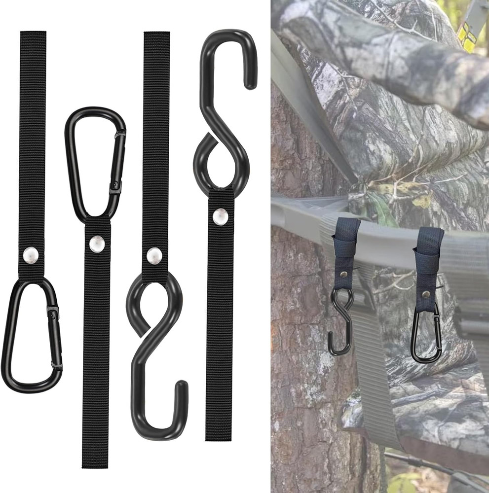 Heavy Duty 4 Pack Treestand Strap Hooks for Easy Installation and Use