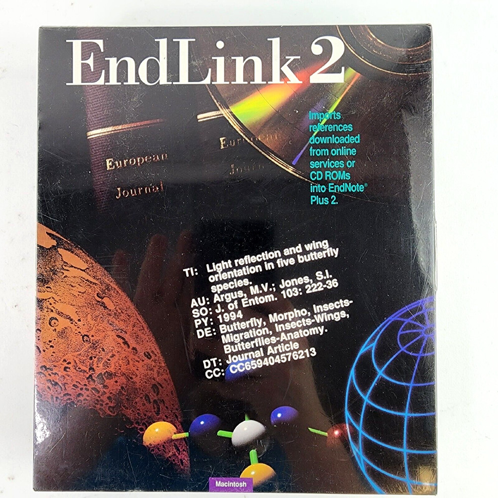 ENDLINK 2 Macintosh Software for EndNote reference/bibliography 1994 SEALED NEW