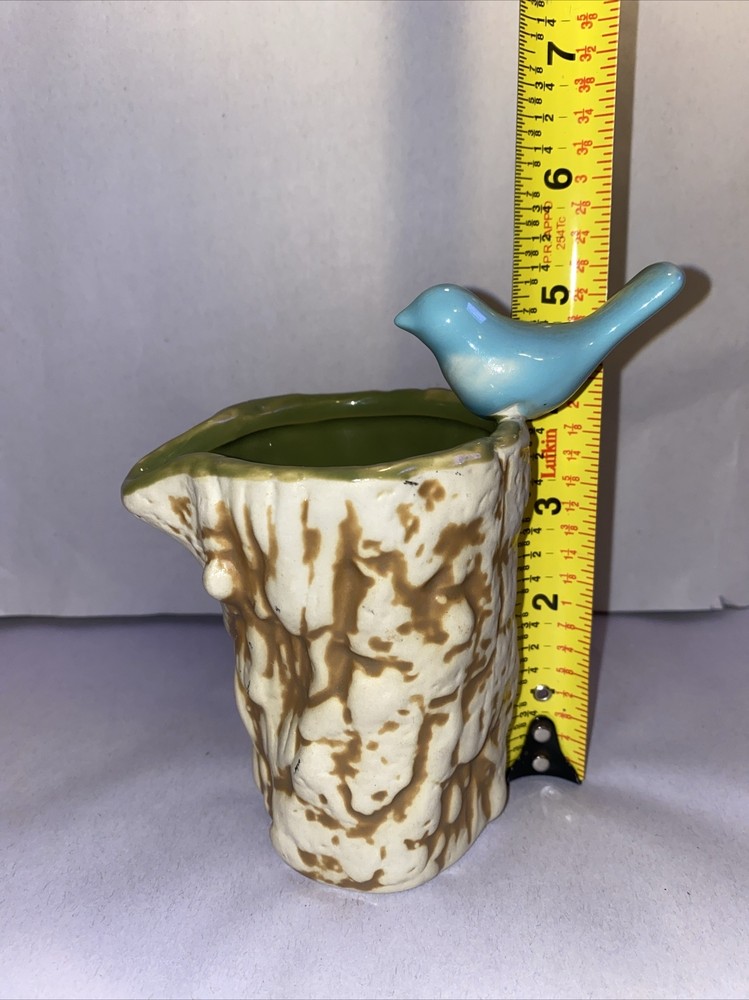 Jeremie Stoneware Bluebird on Stump Creamer
