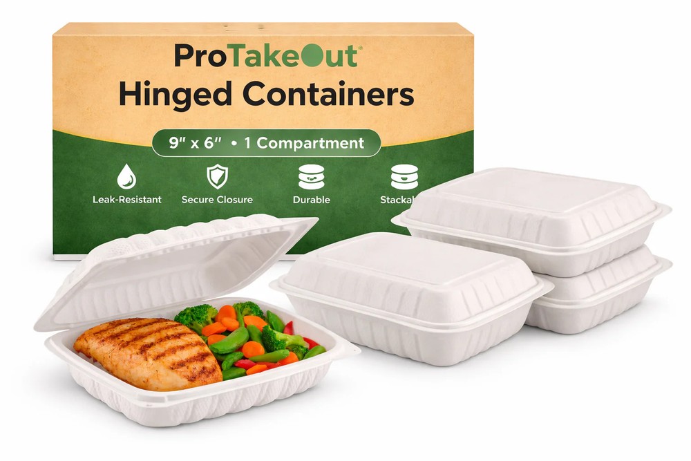 ProTakeOut, [ 9" x 6"] 200 Pack| White, Tall  Clamshell – Take-Out Container