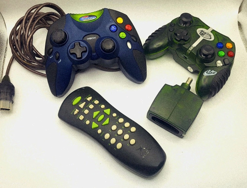 Original Xbox Controller Bundle 2 Controllers DVD Remote + 11 Games Lot Tested