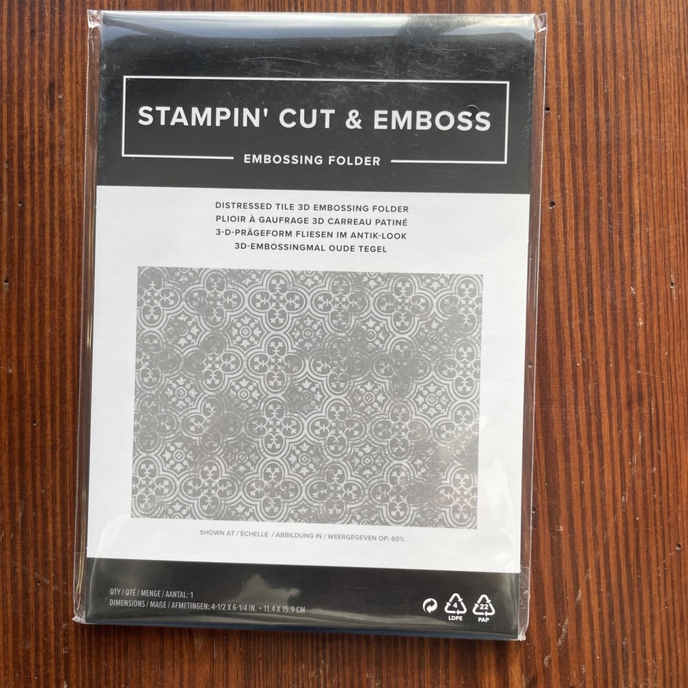 Stampin' Up! DISTRESSED TILE 3D Embossing Folder Textured Background Vintage