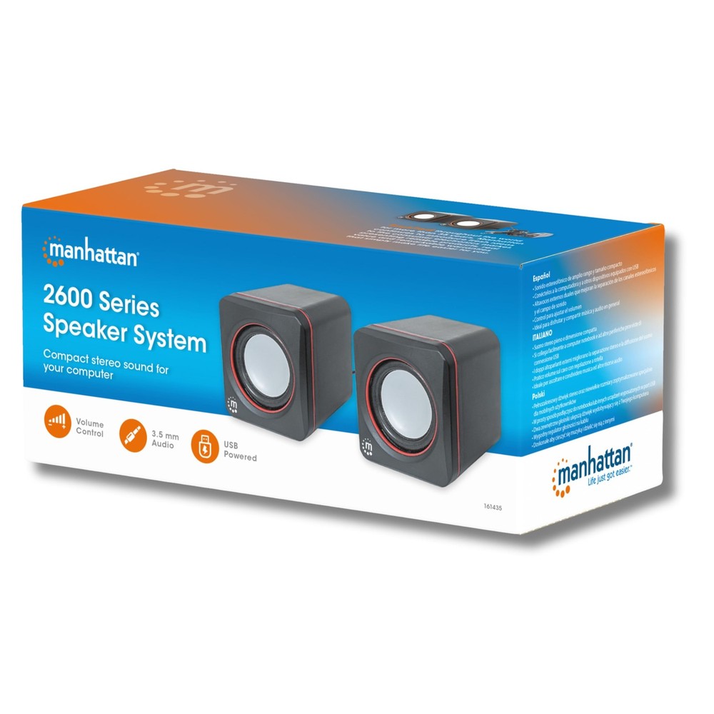 Manhattan USB Powered Stereo Speaker System - Small Size - with Volume Contro...
