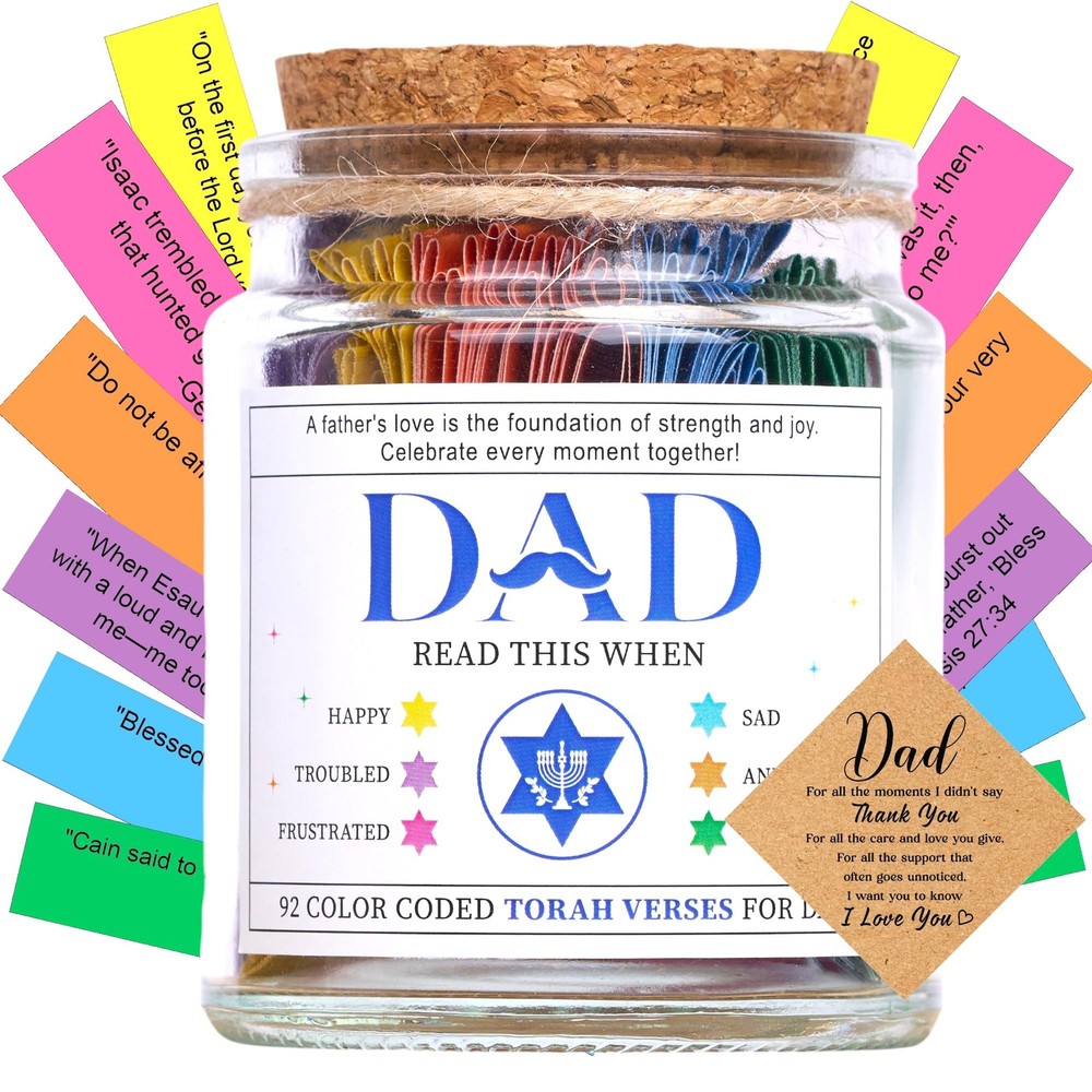 SOLMAMZ Torah Verses Jar for Dad – 92 Daily Scriptures Torad For