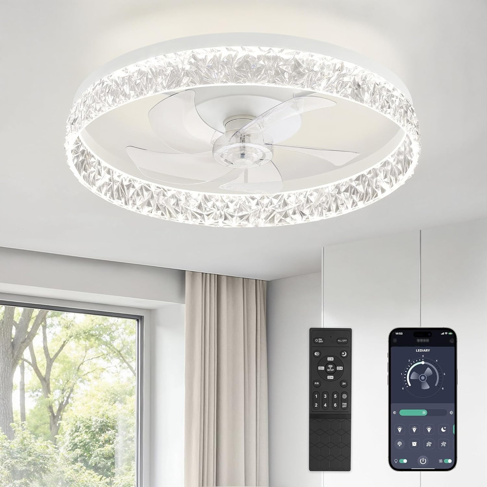 22" Modern Ceiling Fans with Lights and Remote, Dimmable Low Profile Ceiling Fan