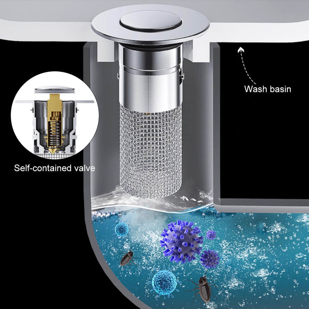 2PCS Pop-up Drain Filter Universal Bathroom Sink Stopper Kitchen Wash Basin Tool