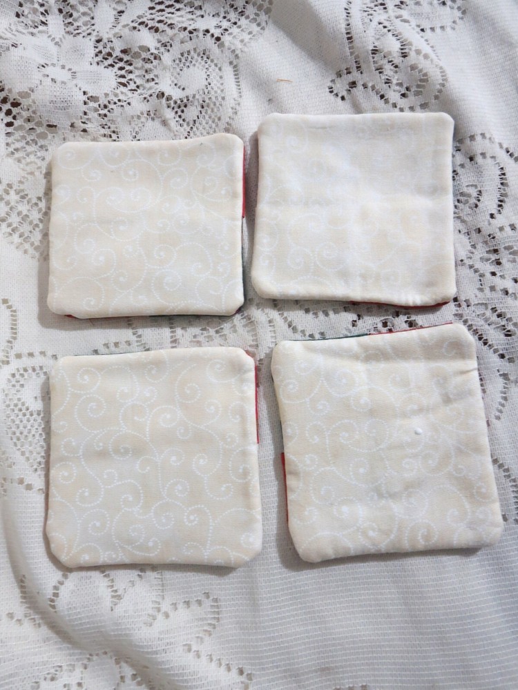 4 Handmade Quilted Snowman Coasters 4" Square