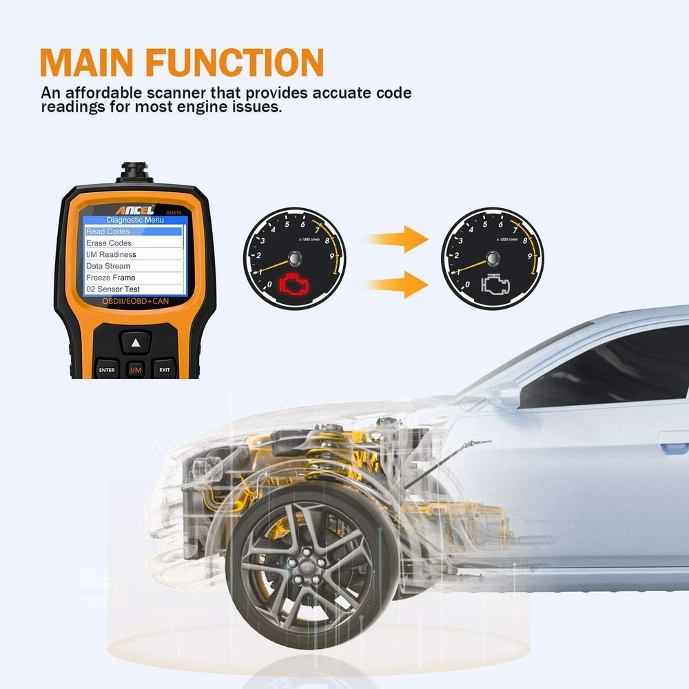 Car Code Reader OBD2 Scanner Check Engine Fault Light Turn Off Diagnostic Tool
