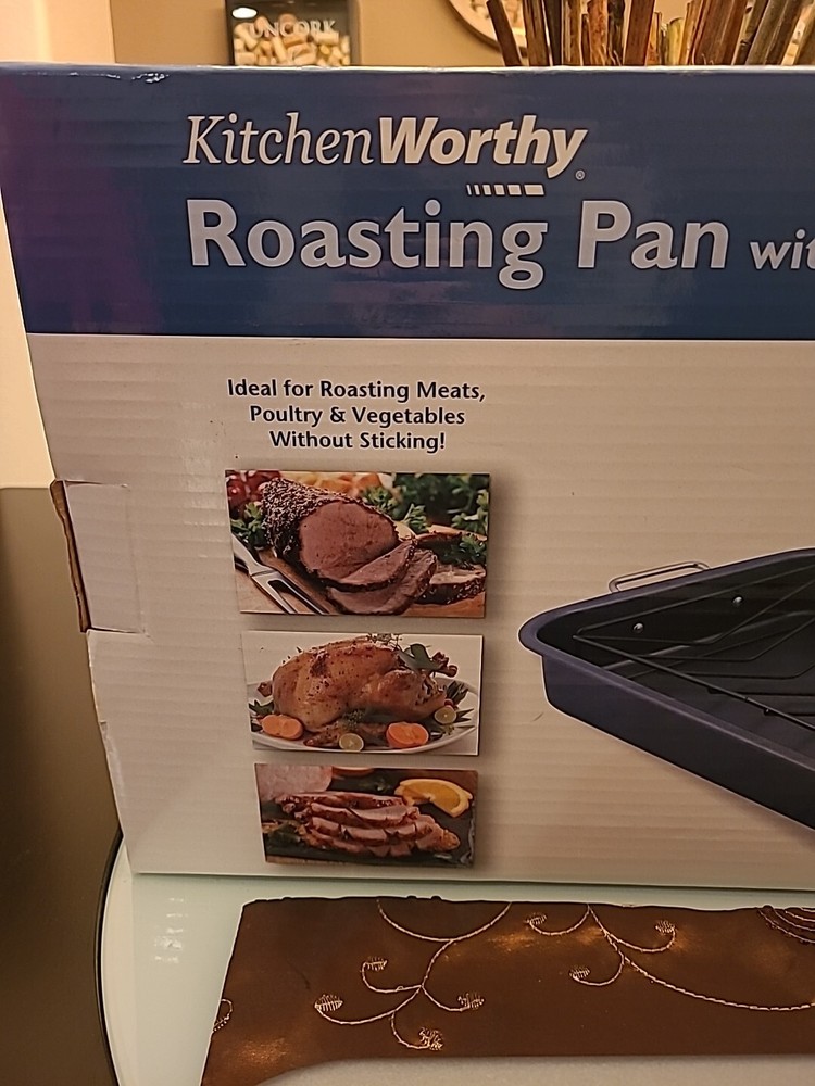 KITCHENWORTHY Kitchen Roasting Pan With V-Rack (NEW) #86