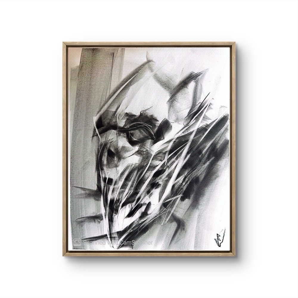 Dark Distorted Face Portrait – 11x14 Pastel Drawing Original