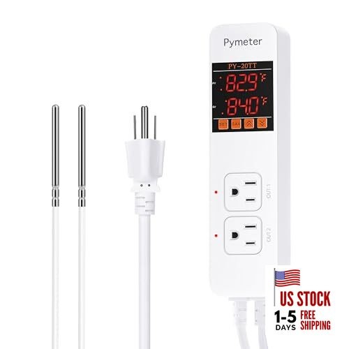 Digital Temperature Controller Dual Probe Reptile Thermostat PY-20TT-10A