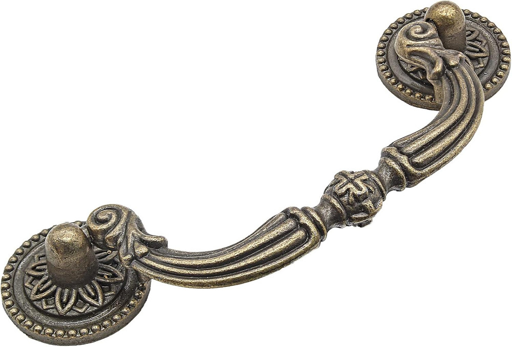 4-Pack French Provincial Drawer Pulls, Antique Brass Cabinet Pulls, Hole Center