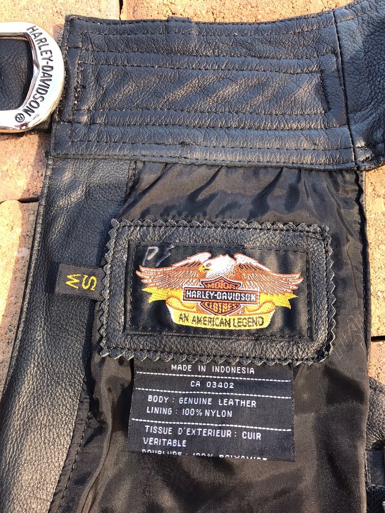 Harley Davidson Womens Black Leather Chaps. Size S, New Never Worn