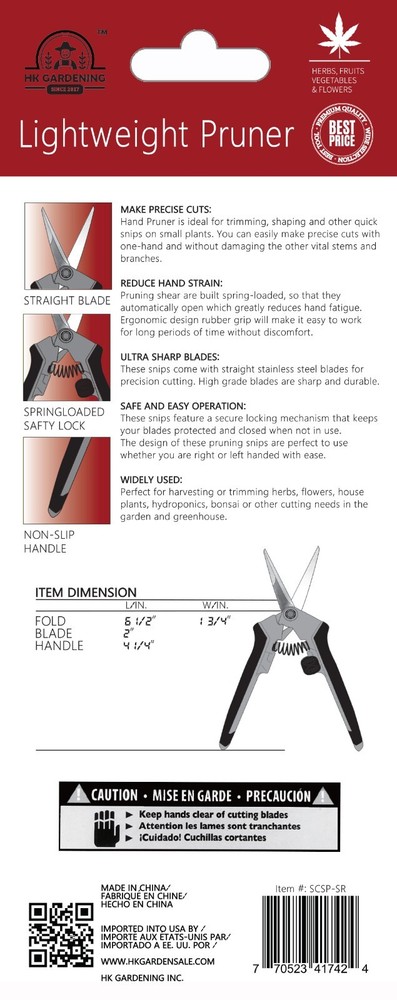 HK Gardening Fast Precision Pruner Curved Blade