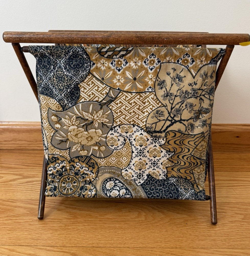Vintage Wooden Frame Folding Knitting Basket