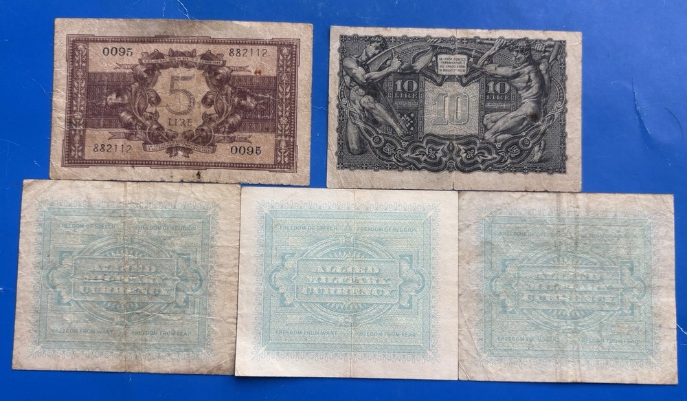 5x Italy Banknotes. PLEASE READ POSTAGE DETAILS. 26