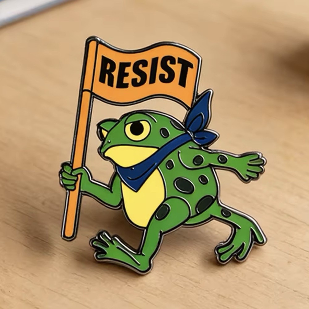 Resist! Protesting Frog Enamel Pin - Human Rights Protest Oppression Fk ICE FTP