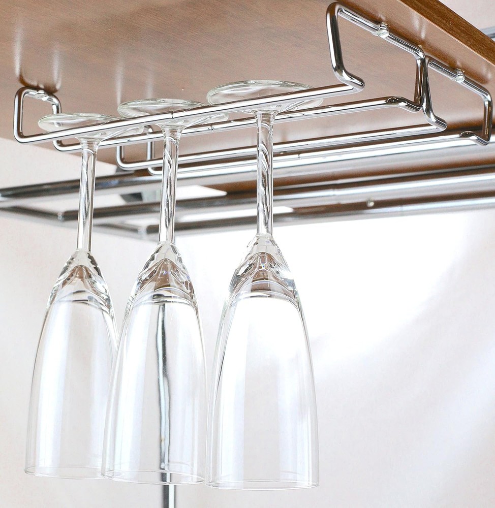 2PK Single Rail Wine Glass Stemware Rack Holder Chrome
