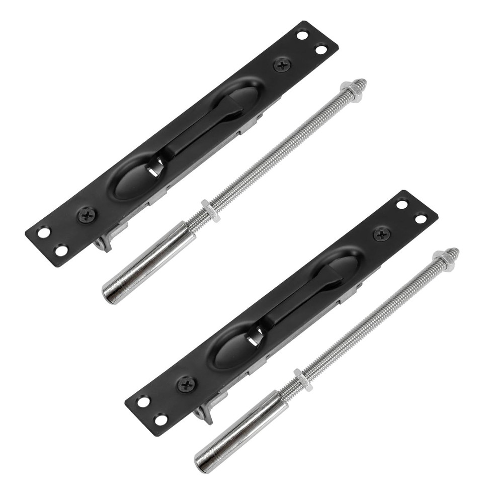 LC LICTOP Extension Flush Bolt for Double Doors, 6.7 Inch 6.69inx1in, Black