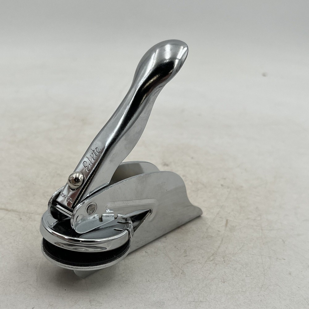 Vintage Chrome Embossing Tool Maker 1980s Crimper Personal Library BNM Initials