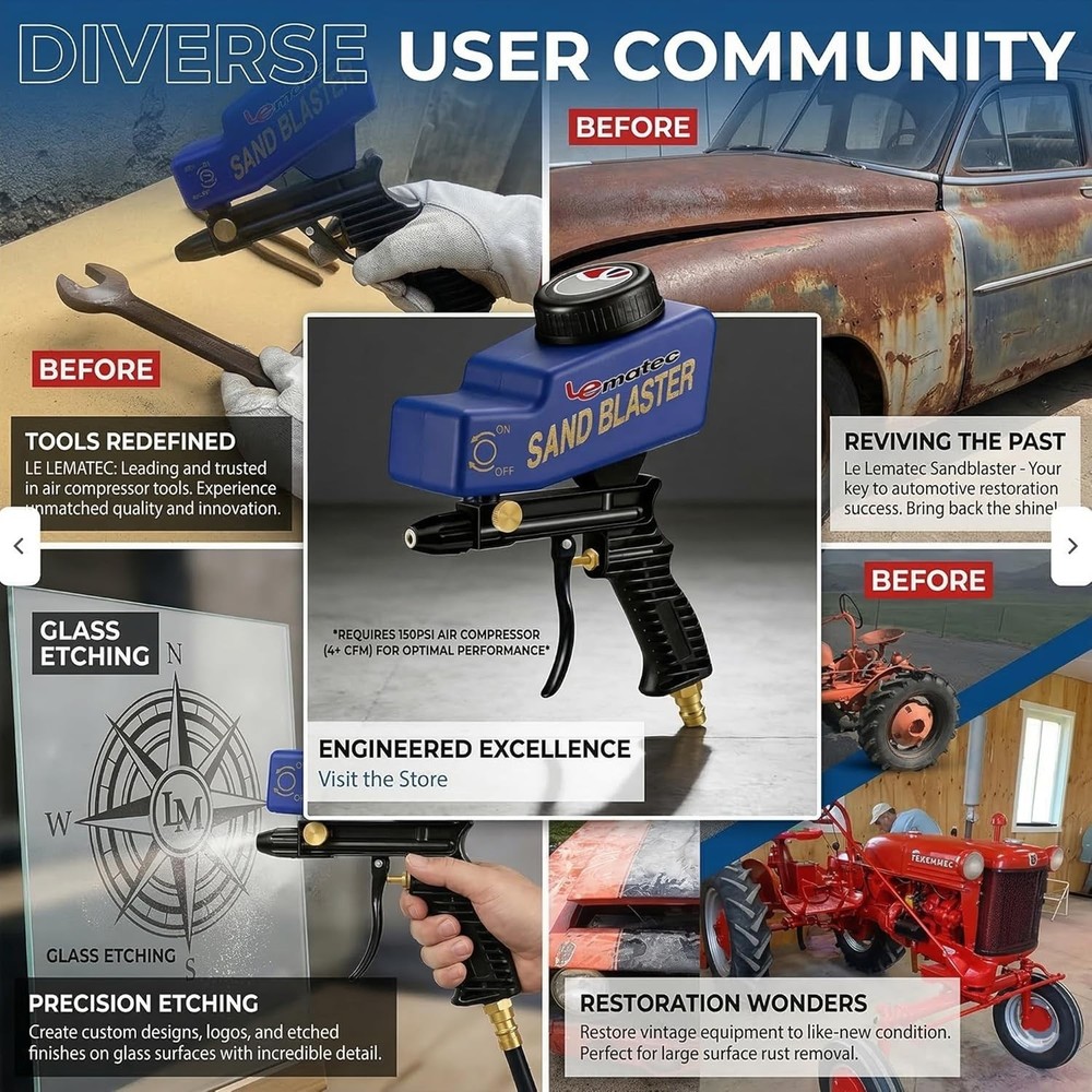 Lightweight Sand Blaster Gun with Easy-Pull Trigger - Perfect for Detailed Work