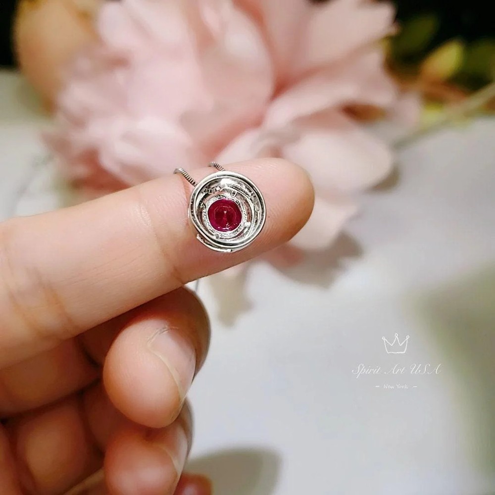 Tiny Red Ruby Necklace Sterling Silver - July Birthstone Mini Round Ruby Choker