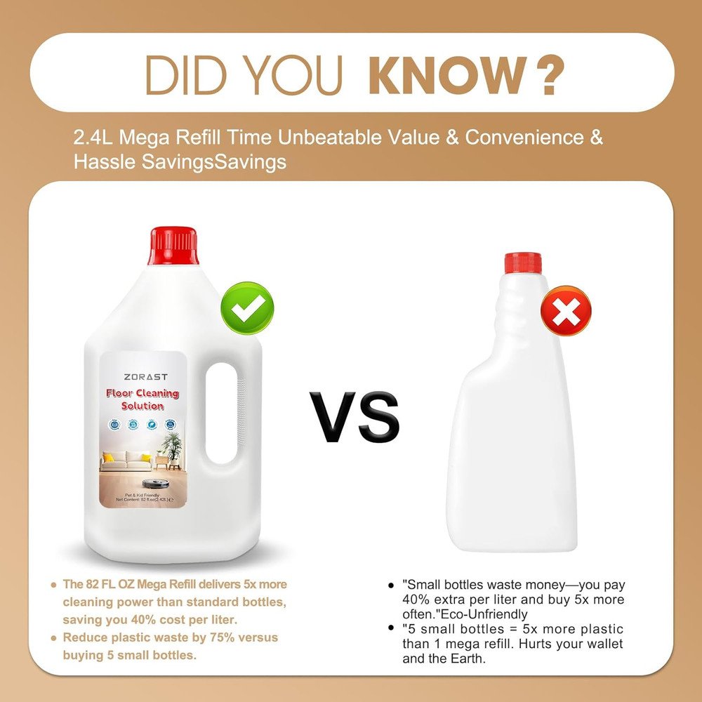 Floor Cleaning Solution 82 Fl Oz Compatible with All Roborock Mopping Robots ...