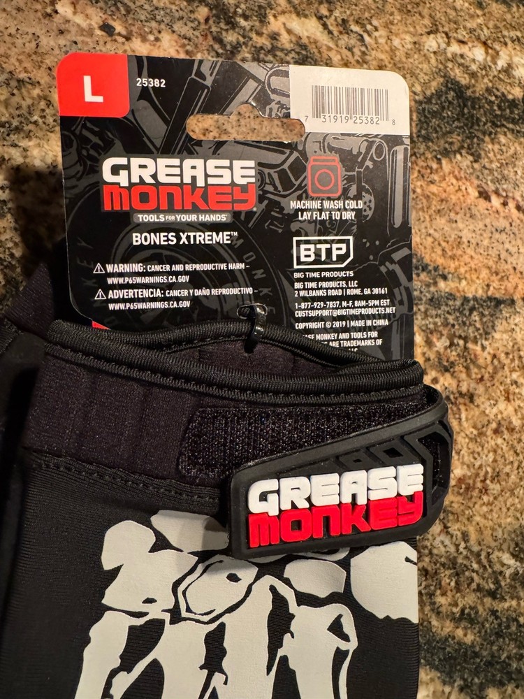 Grease Monkey Touch Screen Bones Extreme Black Out Mechanic Work Gloves (Large)